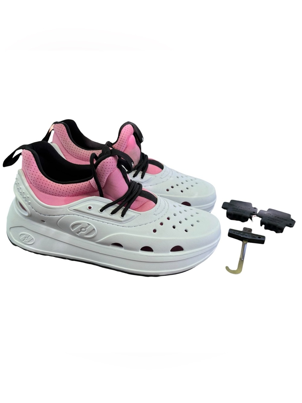 Heelys Wowza White/Pink Synthetic Slip On Skate Shoes Size Womens 8
